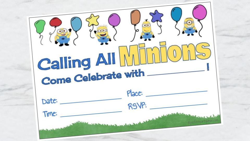 Despicable Me Minions Invitation