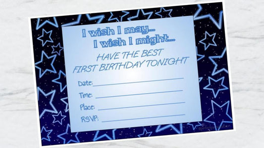 Neon Starry Night 1st Birthday Invitation