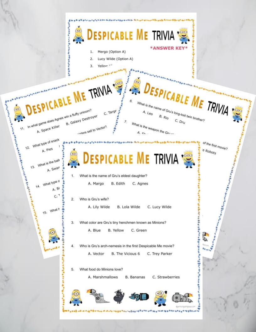 Despicable Me Trivia Game