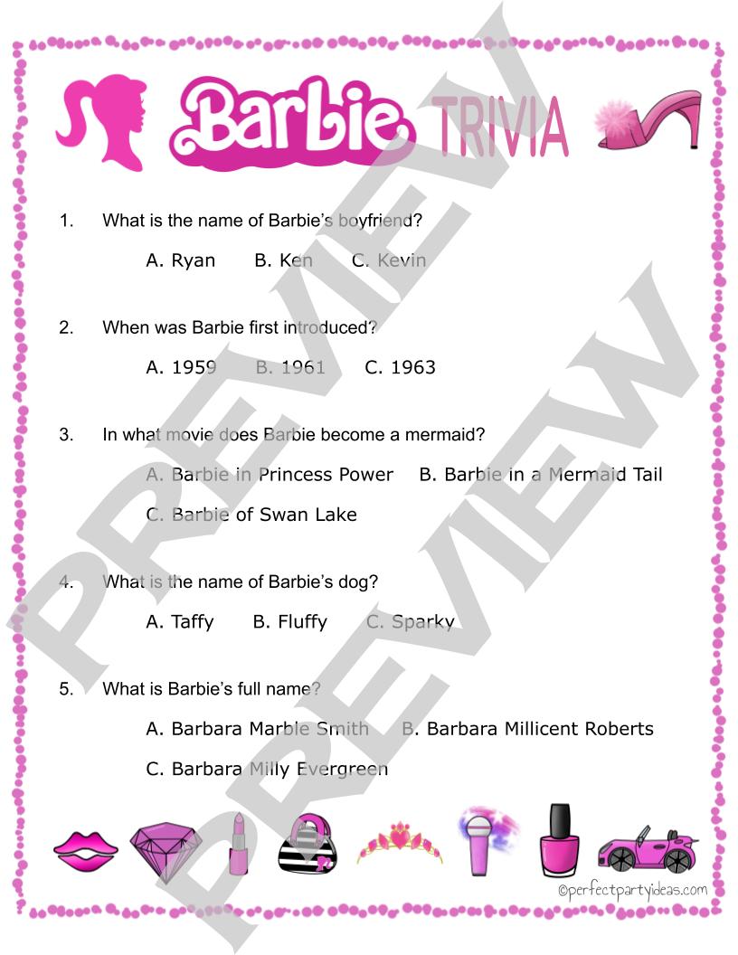 Barbie Trivia Game