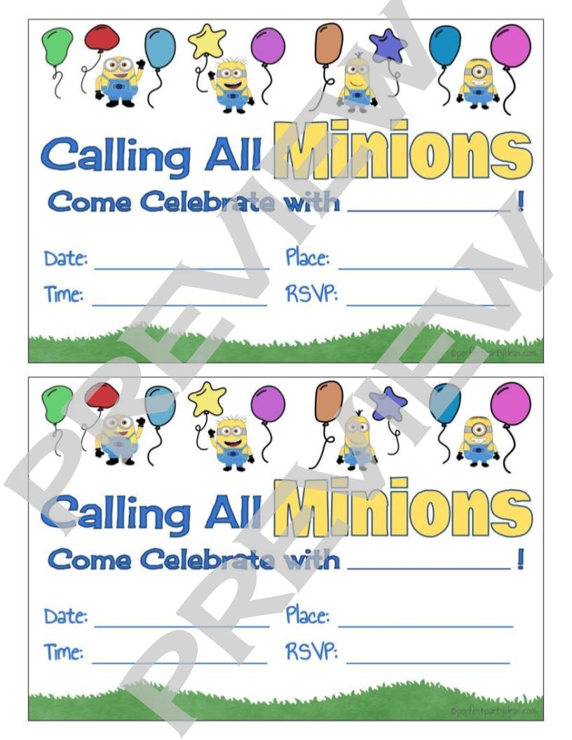 Despicable Me Minions Invitation