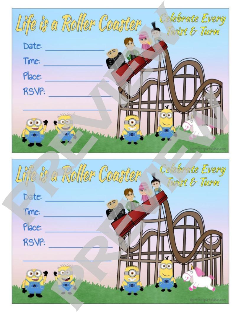 Despicable Me Roller Coaster Invitation